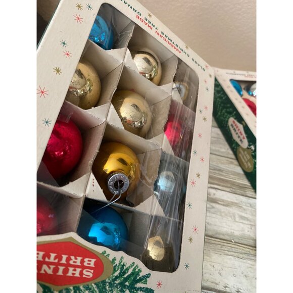 Vintage Shiny Brite Glass Ornaments – Eckardt & Sons USA Set of 36 in Boxes - Picture 15 of 16